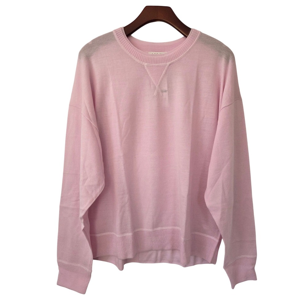 J. Crew Oversized Crewneck Sweatshirt in Merino Wool Womens Sze L Pink NWT CM710